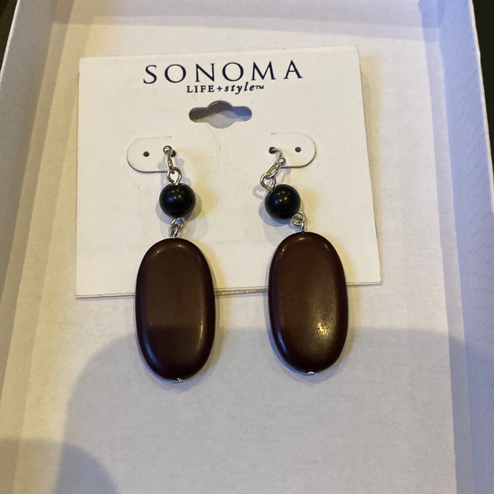 Women’s Sonoma brown resin drop dangle earrings NWT French hook